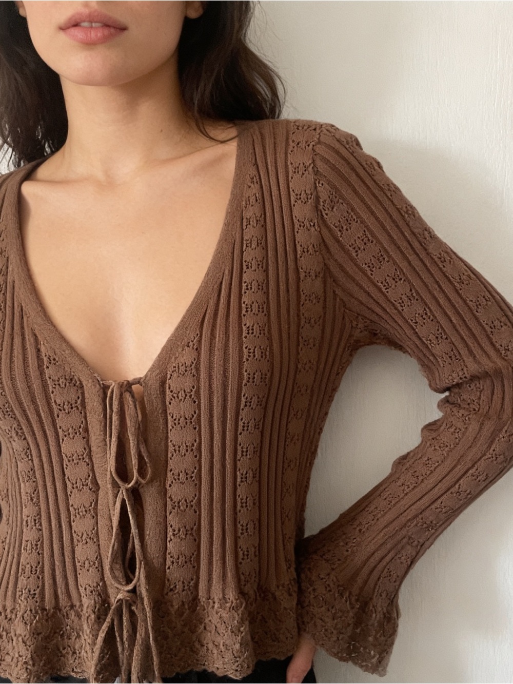 Willow + Wind 3 tie-front knit cardigan sweater • NWOT